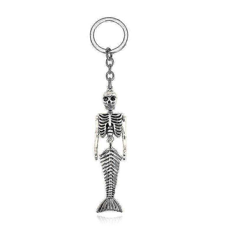 Mermaid Skeleton Keychain Halloween Gift Dark Style Keyring Pendant