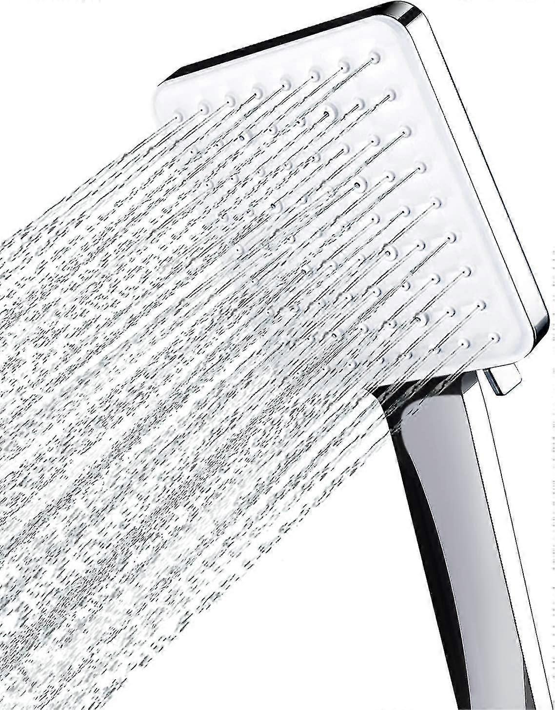 Shower Head, Large Square Shower Head With One Hand Control, High Pressure Shower Head With 6 Shower Modes, Chrome