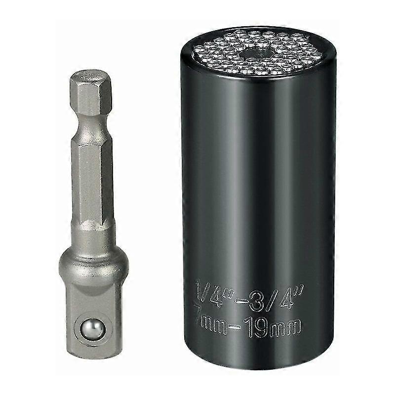 7mm-19mm Multi-functional Universal Socket Metric Wrench Power Drill Adapter Socket Set Professional Repair Tools Black