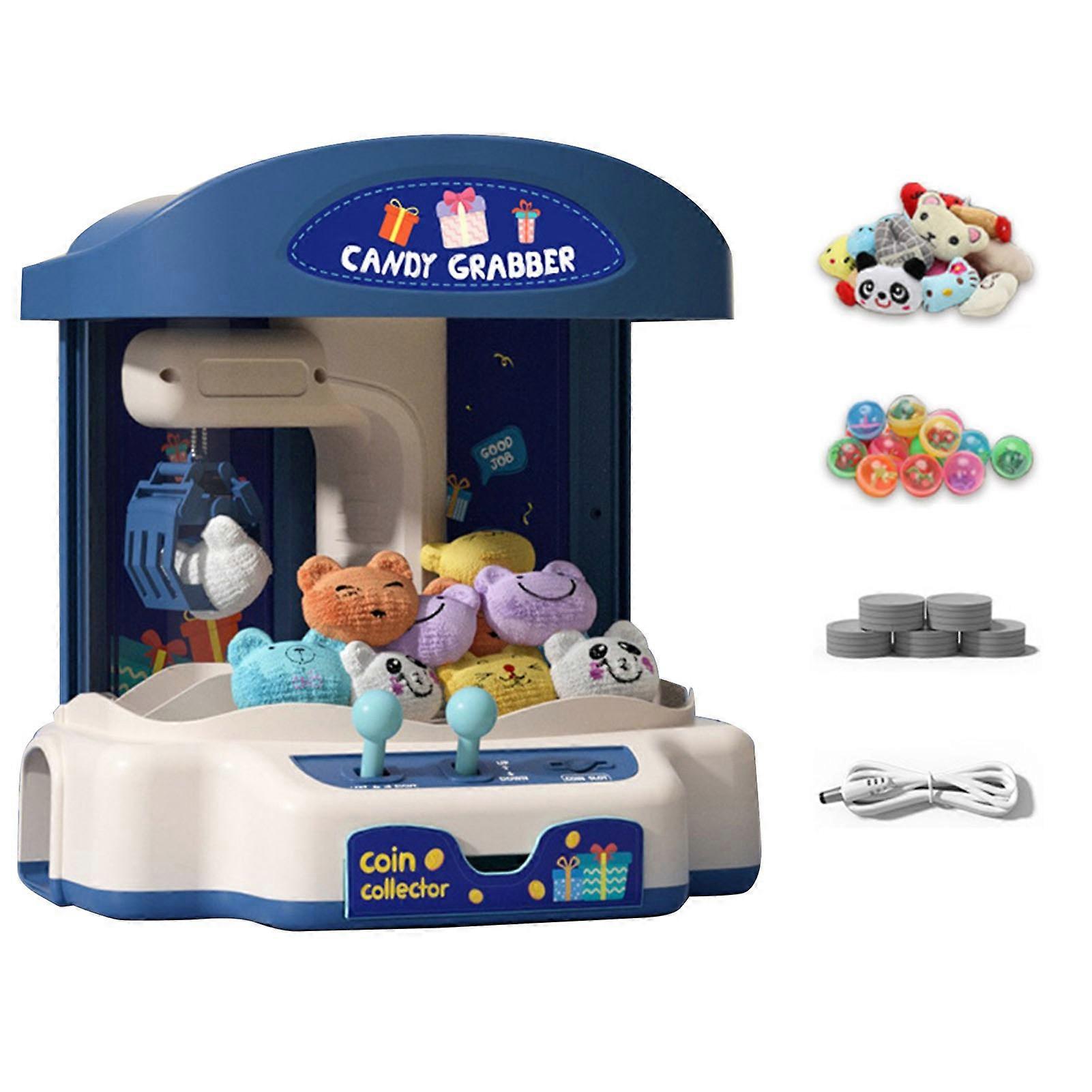 Mini Doll Grabber Toy 10 Dolls 10 Eggshells 20 Coins Multifunctional Music Light Doll Claw Machine for Boy Girl Type 1