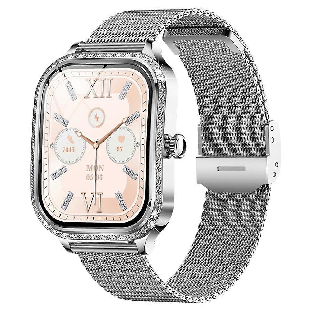 MK88 1,75 polegadas Mulheres Strass Relógio Inteligente Bluetooth Chamando Fitness Tracker Pulseira Inteligente - Silv