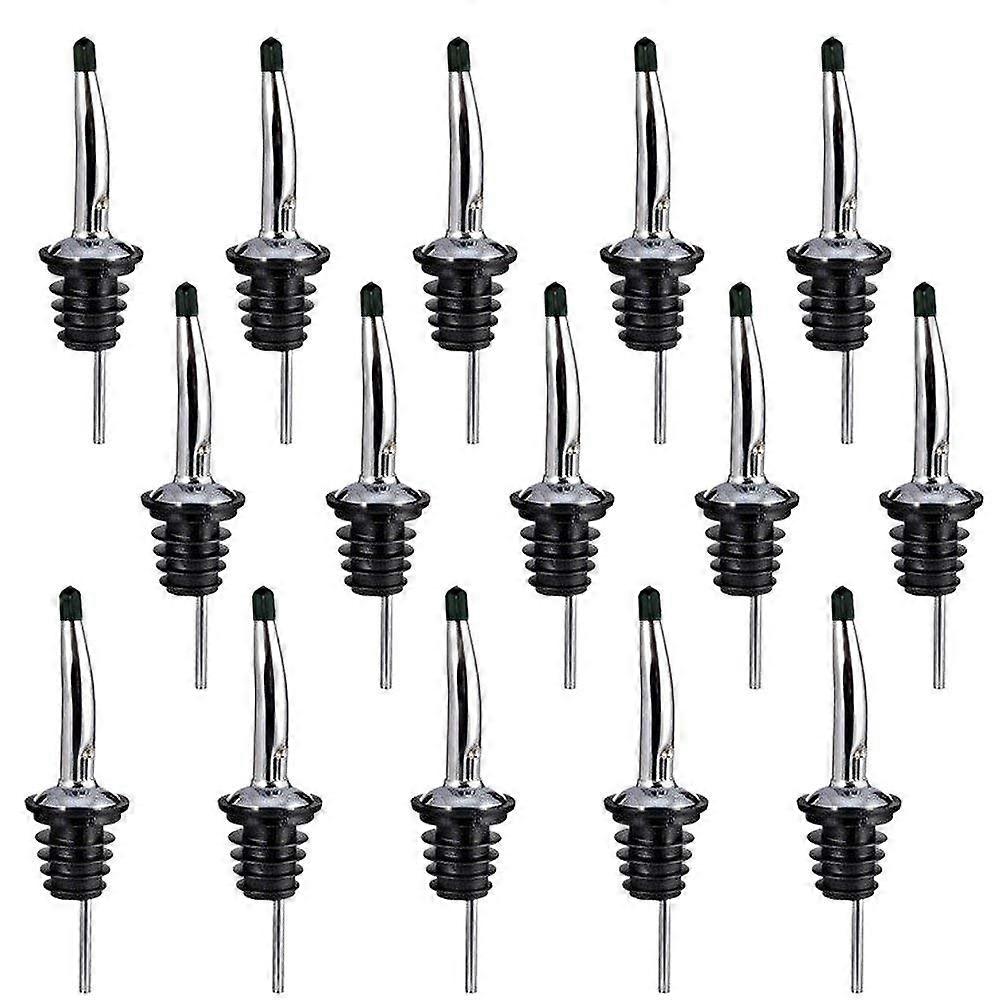 15 Pcs Stainless Steel Liquor Bottle Speed Pourers Tapered Spout with Rubber Dust Caps Perfect for Pubs, Clubs, Restaurants, Bars, Coffee Shops and Di