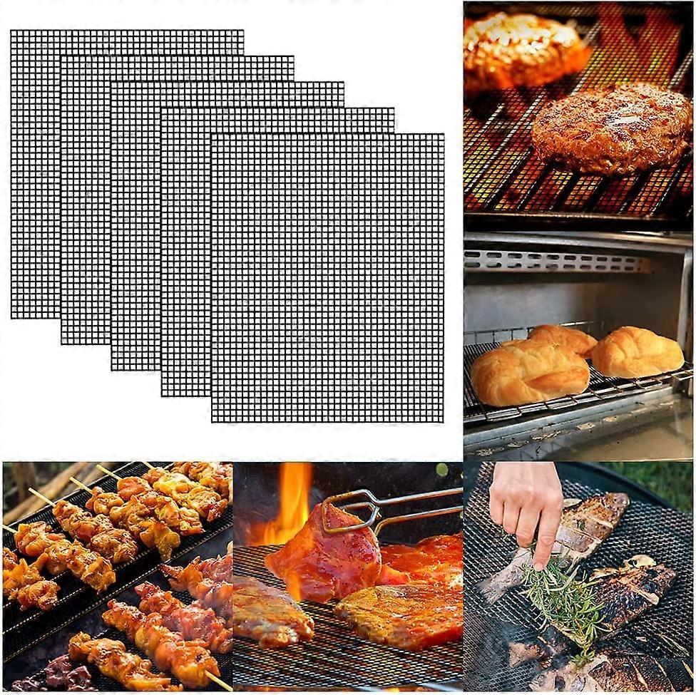 5 Pcs BBQ Grill Mesh Mat Set,Non-Stick Reusable Grill Mats Baking