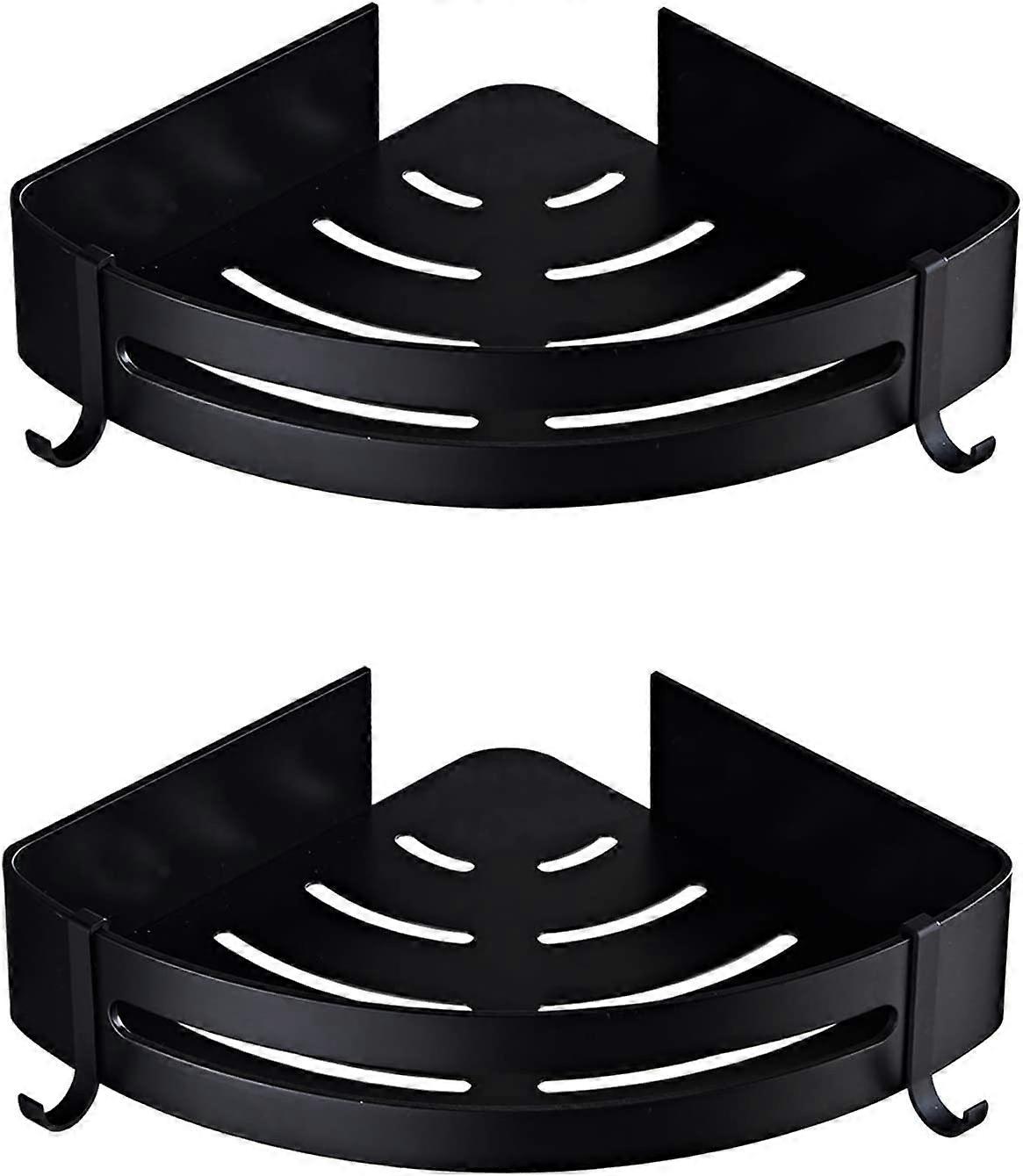 2 Pack Bathroom Corner Shelves(Triangle, Black)