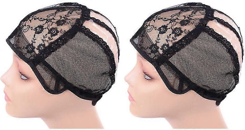Wig Caps For Making Wigs With Elastic Band On The Back Easy Weaving Wig Caps With Plastic (black2pcs
