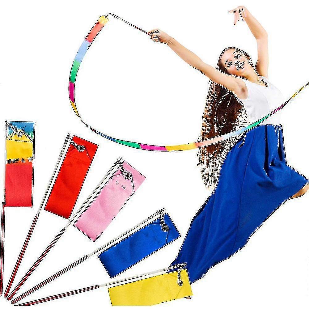 Dance Ribbons Set, 5 Pcs 2m Artistic Streamer Rhythmic Gymnastics Ribbon Wands