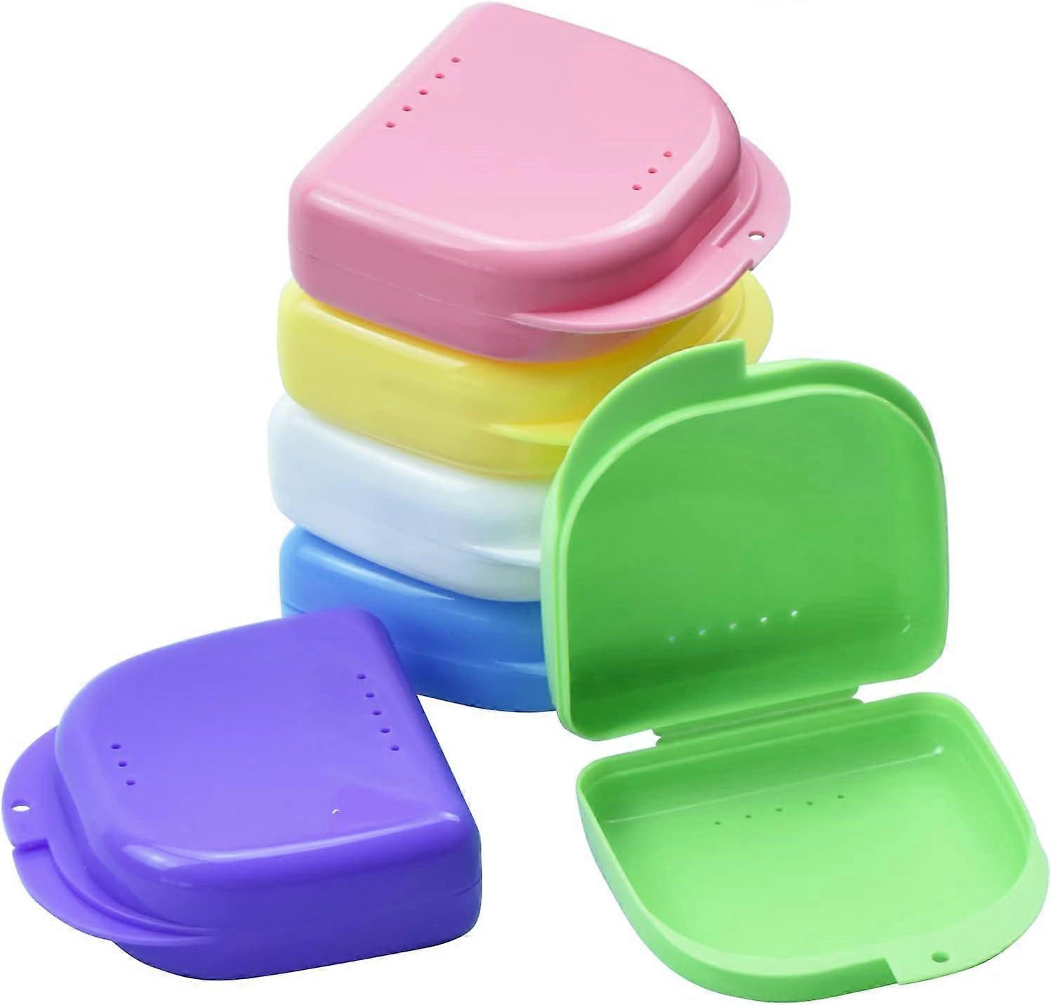 6 Pack Orthodontic Retainer Cases - Dental Protective Box with Vent Holes and Strong Hinge for Denture Storage