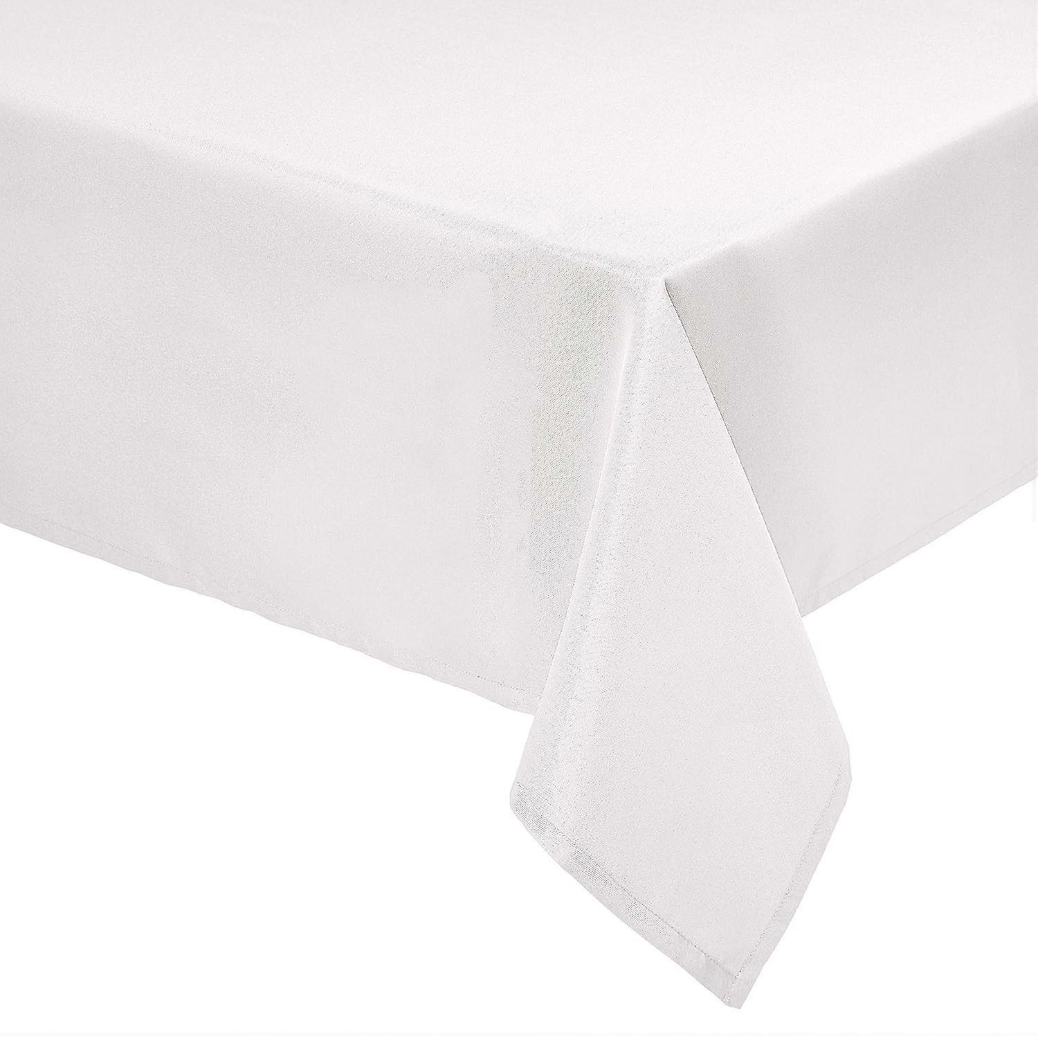 Rectangle Washable Polyester Fabric Tablecloth - 55" x 102", White