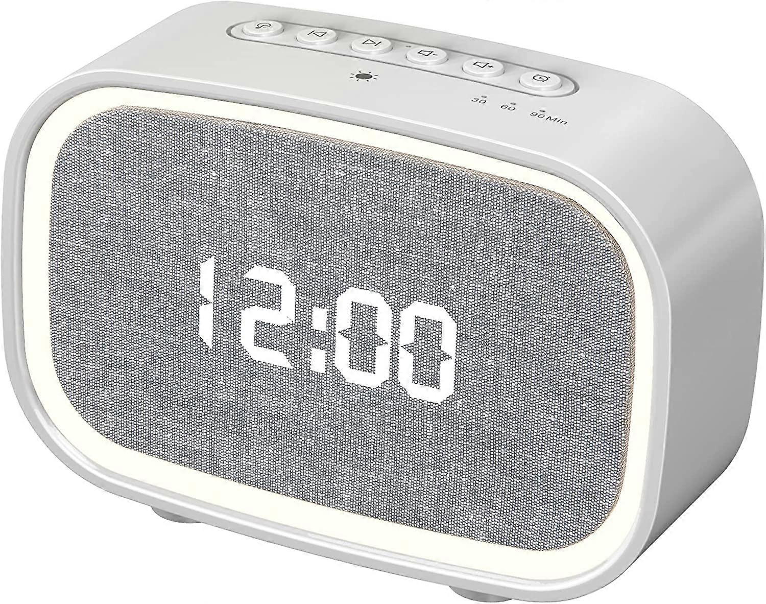White Multifunctional White Noise Sound Machine with Clock Sleep Sound Machine with Bluetooth Speaker and 13 Soothing Sounds and Touch Sensor Dimmable