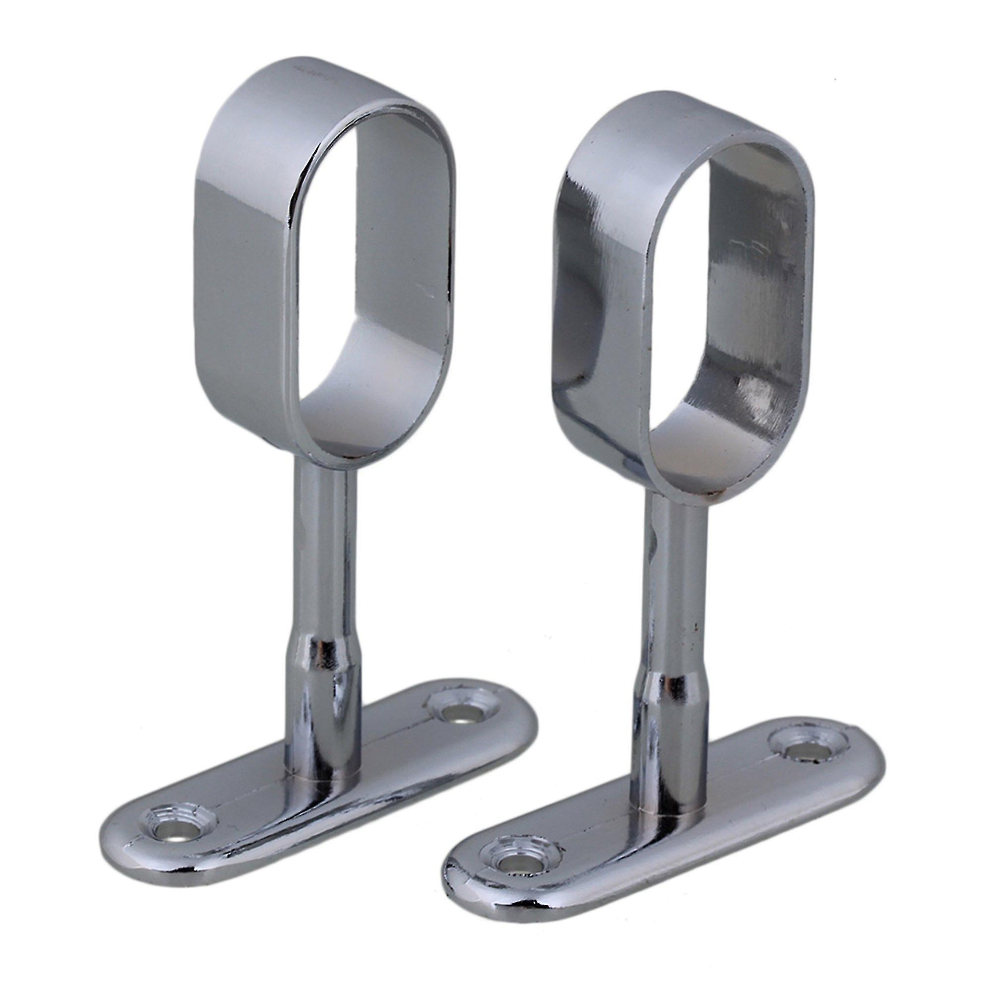 Brackets Reinforcement Braces Zinc Alloy 16mm Oval Wardrobe Rod Middle Support Bracket Set Of 2