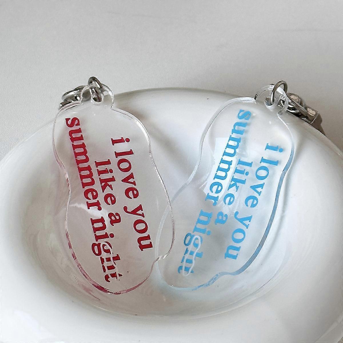 2pcs Couples Keychain Acrylic Engraved , red+blue