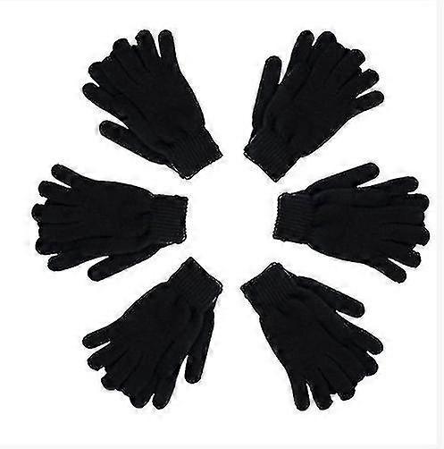 6 Paar Winterhandschuhe Classic Gestrickte Warme Handschuhe Solid Black Cool