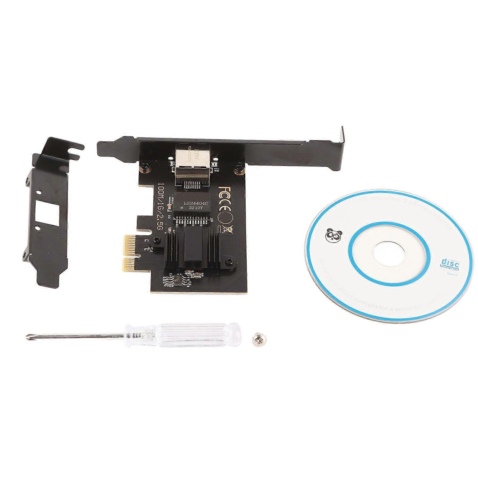 2.5G Gigabit Internet Card I225 V Chip Good Heat Dissipation PCIE Interface Black Single Port Ethernet Adapter for Gaming