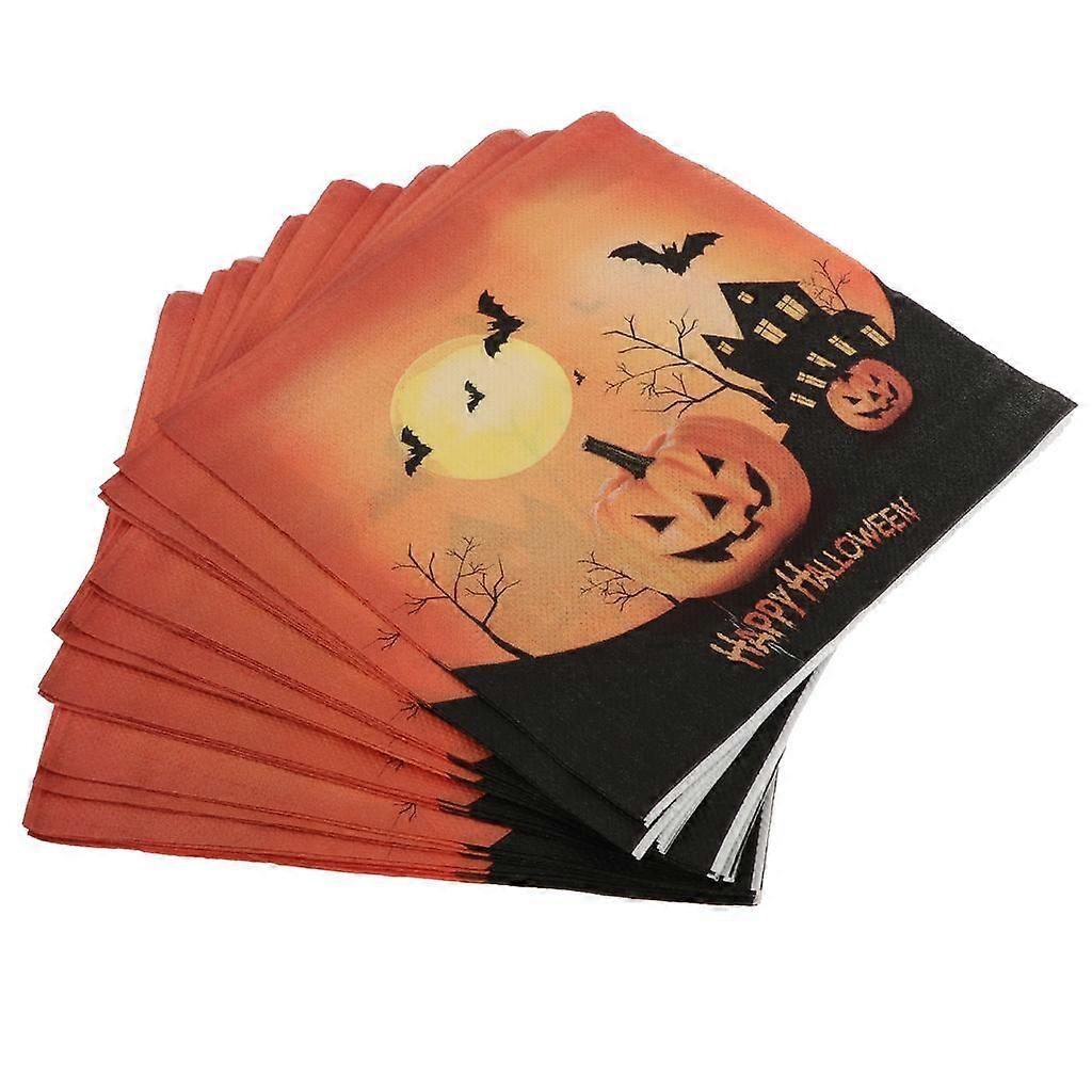 40pcs Happy Halloween Pumpkin Bat Paper Napkin Disposable Napkin Tableware