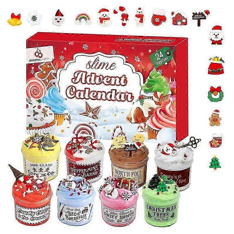 24日間のスライムとキット クリスマスカウントダウンカレンダー バター ストレス解消おもちゃ
