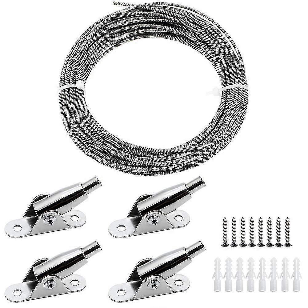 10m cabo de aço inoxidável revestido 2 mm cabo de aço ajustável cabo de cortina de suspensão com Moun