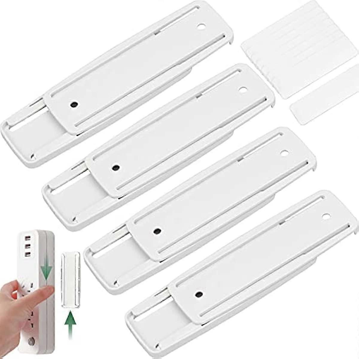 4pcs Self Adhesive Power Strip Fixator Wall-Mounted Power Strip Holder Punch-Free Power Strip Fixator Holder Mount for Power Strip, WiFi Router, Remot