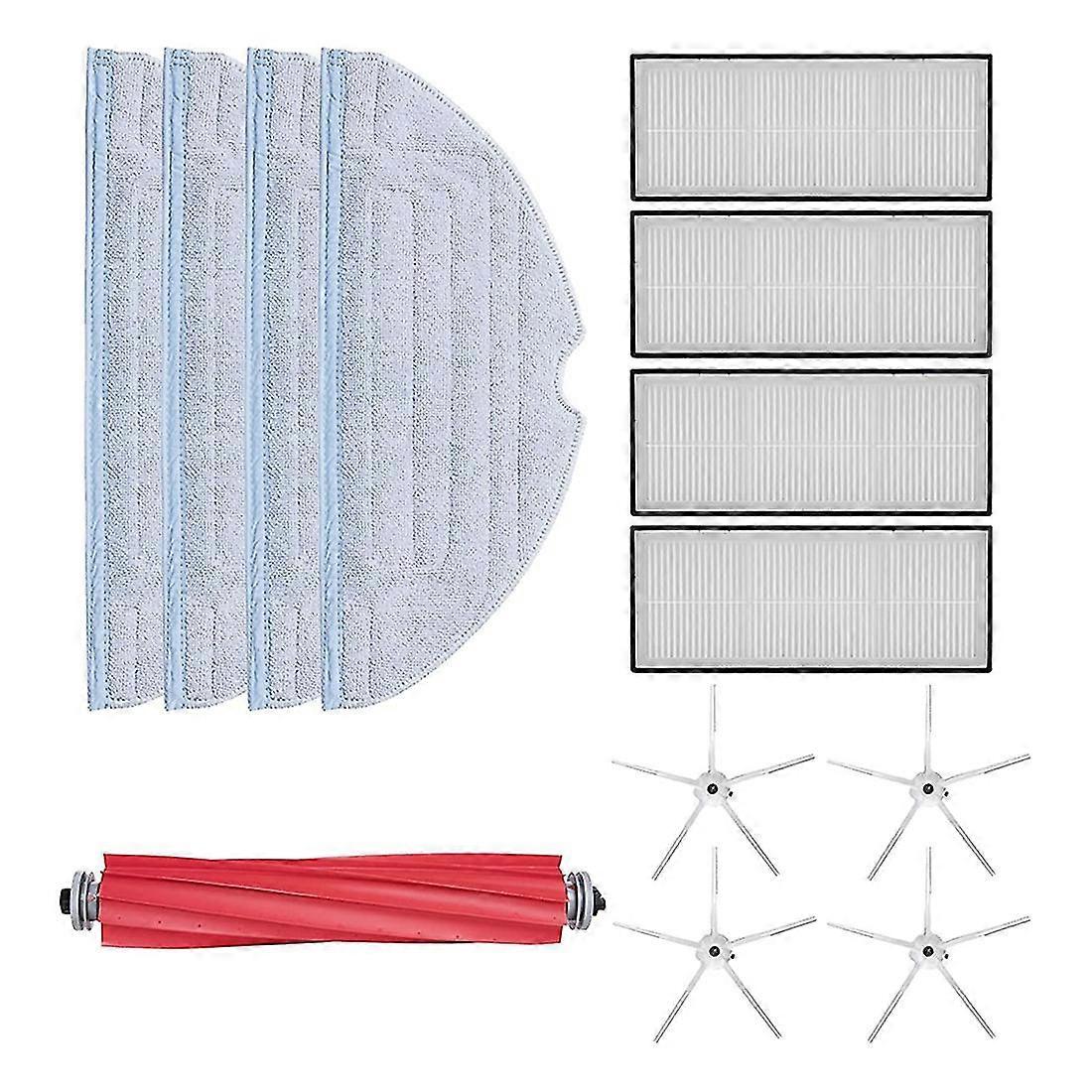 For Roborock S7, Main Brushx1 Mopx4 Filterx4 White Side Brushx4