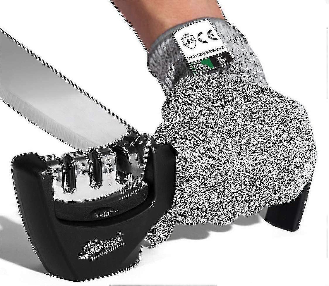 Knife Sharpener 3-stage Quality Kitchen Knife Accessories With Cut-resistant Glove