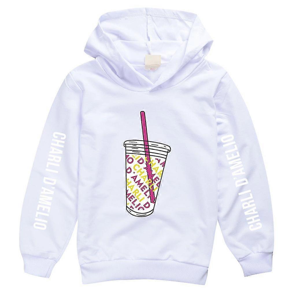 Barn Gutt Jenter Hettegenser Hette Genser Casual Genser Pullover Topper (Hvit)