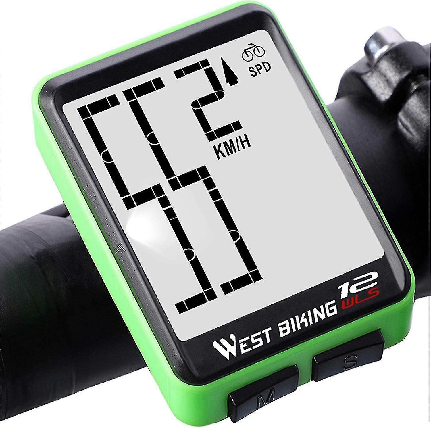 Bike Computer, Wireless Odometer With Backlit Lcd Display For Real-time Speed And Distance Tracking - Green