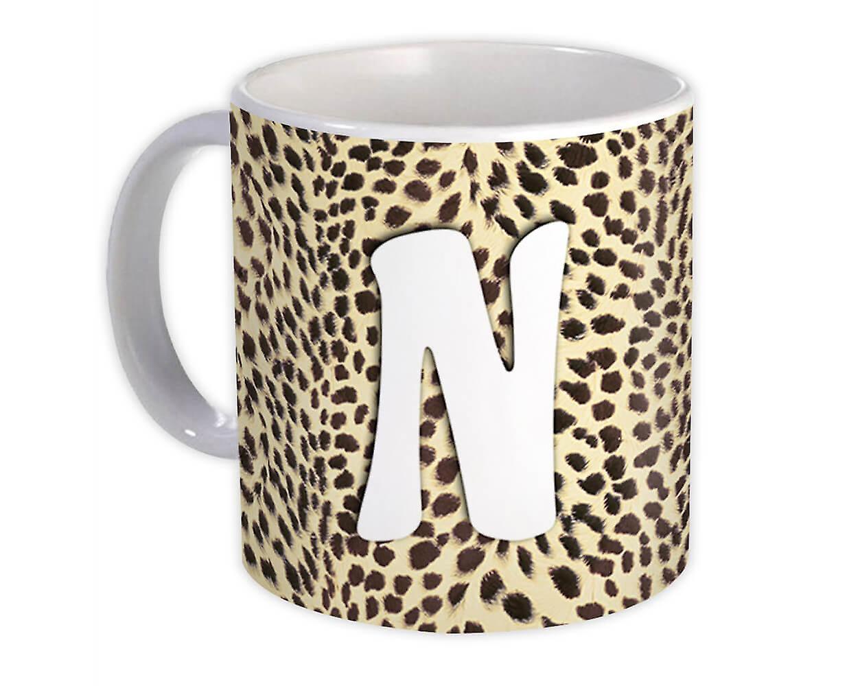 Geschenkbecher: Monogramm Buchstabe N Gepard