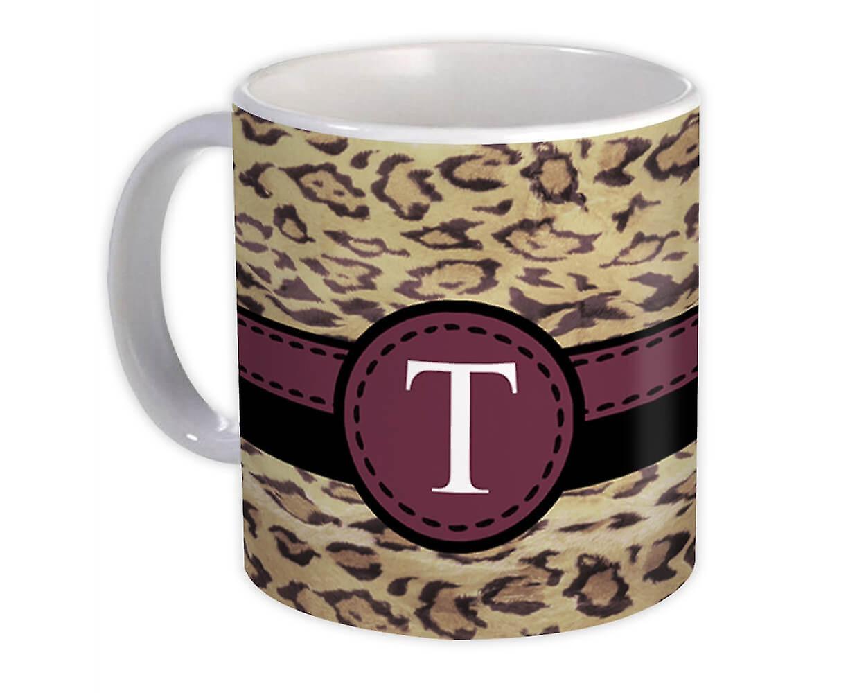Gift Mug: Monogram Letter T Cheetah