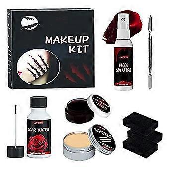 Halloween Makeup Set Special Effect, Makeup Sæt Integreret, Hudvoks + Svampeskraber