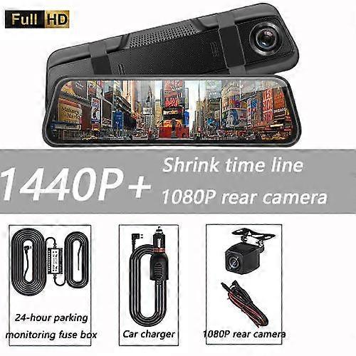 10 Inch Full Screen Car Dvr 1440P Rearview Mirror With Rear Camera Dashcam Rearview Mirror HD Night Vision Collision Lock