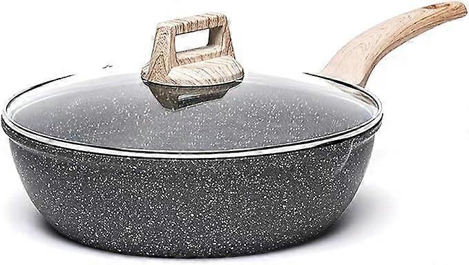Frying pan Wok with lid 28 cm 4.3 l, non-stick coated pan, deep frying pan Suitable for all types of hobs, including induction