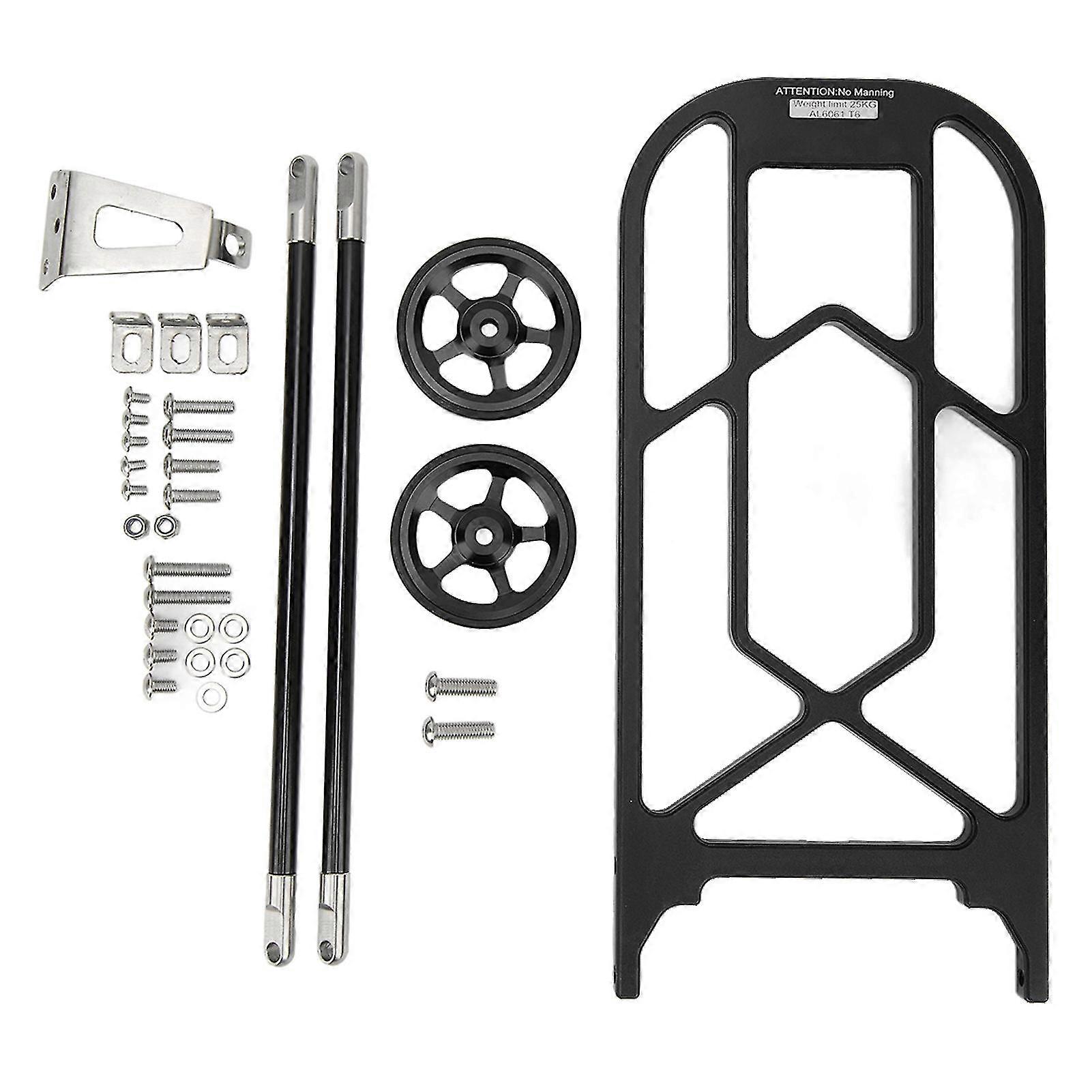 Black High Strength Aluminum Alloy Folding Bike Rear Rack with Wheels - for Brompton
