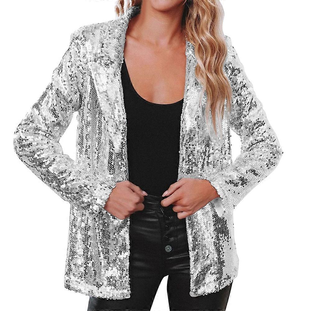 Sequin Glitter Jacket Women's Sequin Blazer with Glitter Long Sleeve Bomber Jacket