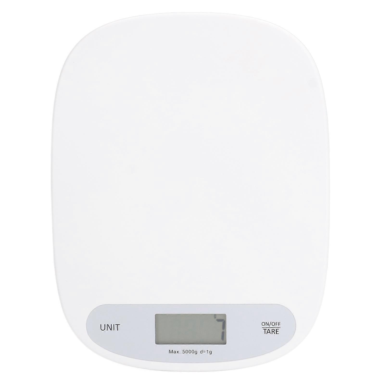 5KG Digital Food Scale Portable Kitchen Cooking Baking Scale with Tare Function Unit Conversion White