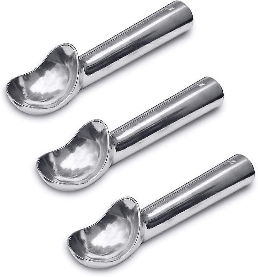 Set of 3 stainless steel ice cream scoops, heat conductive handle, non-stick and easy to use, simple one-piece aluminum design, easy to release