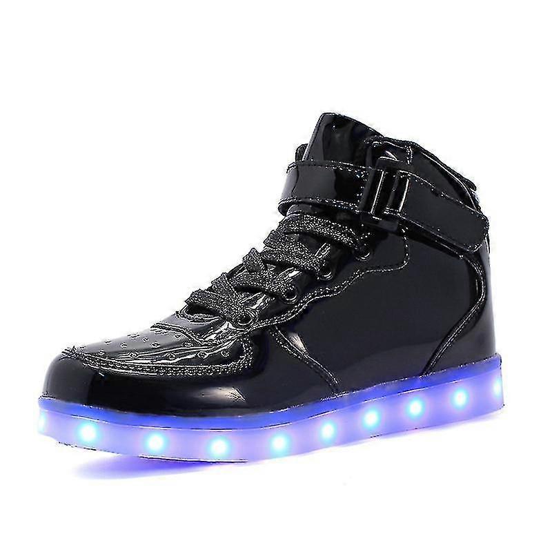 Kvinnors Mäns Led Lights Up Tränare High Top Blinkande Tränare USB Laddning Snör Par Skor