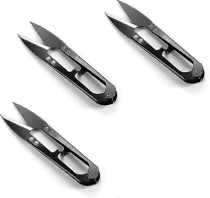 3pcs Thread Scissors Thread Cutters U Shaped Cross Stitch Cutter For Embroidery, Fabric, Thread Cutting, Crafts Black