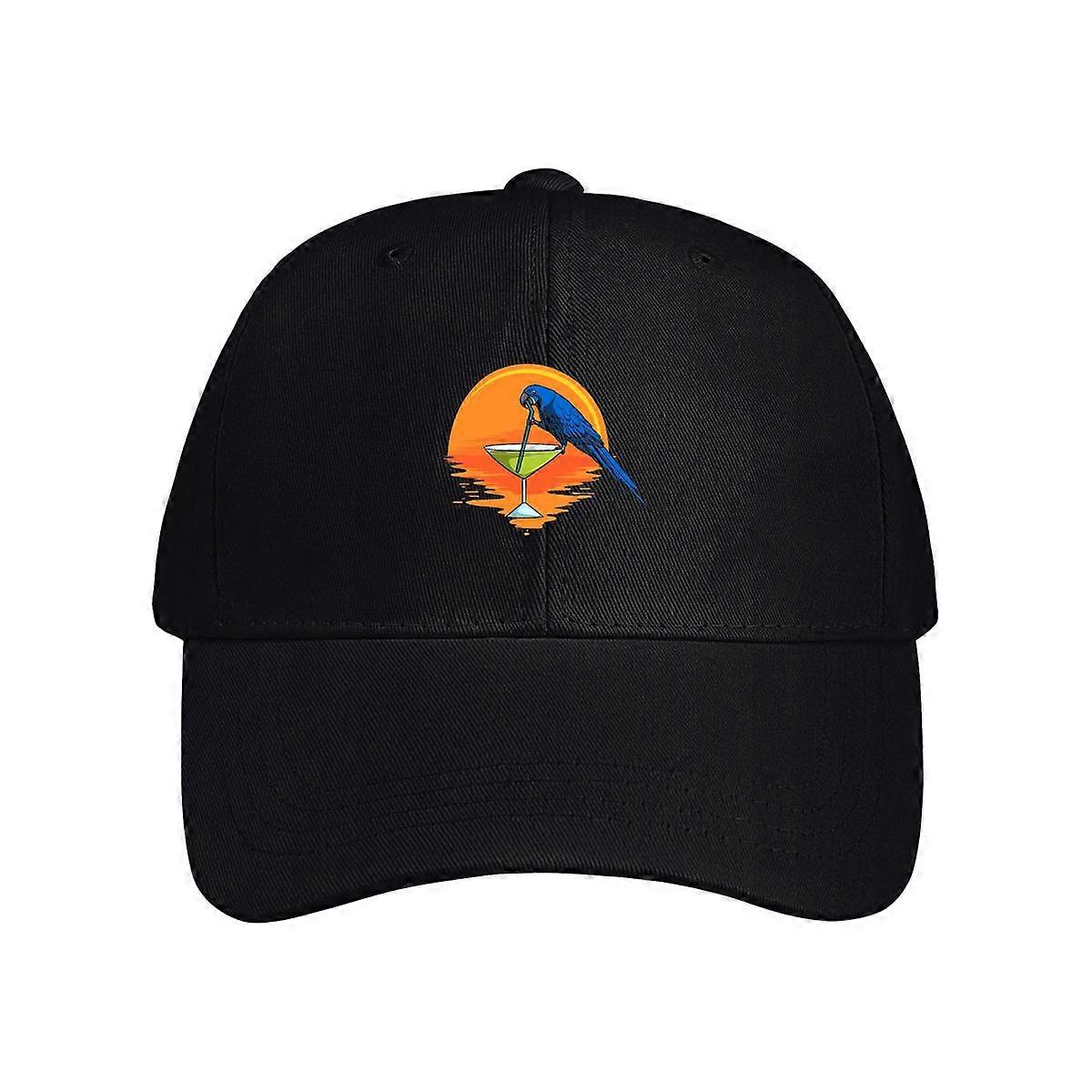 Blue Parrot Drinking Margarita Baseball Cap