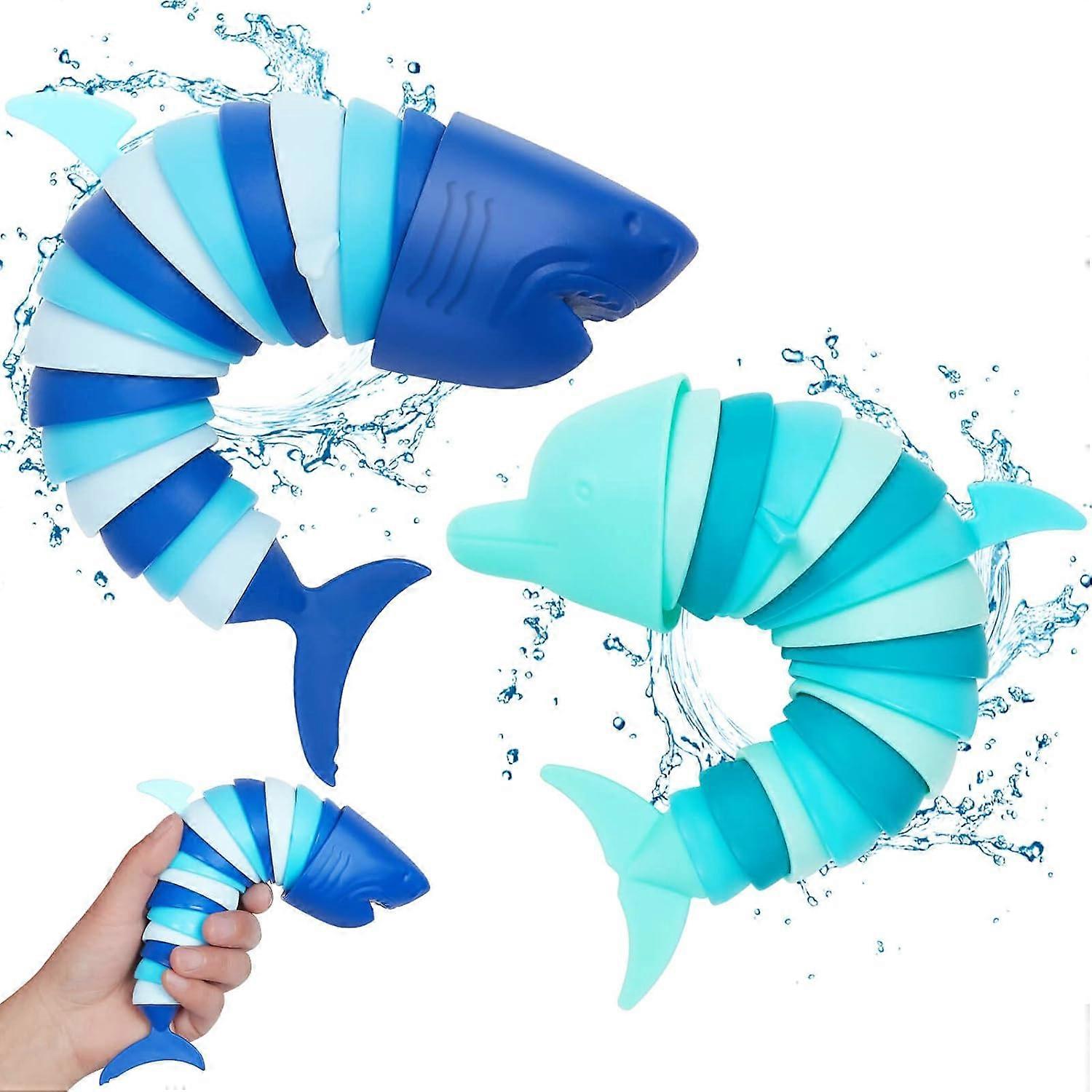 Fidget Slug Toy,2 PCS 3D Articulated Stretch Dolphin Stress Reliever Hand Toy, Sensory Stress Relief Toy for Adults and Kids, Pressure Relieving and A