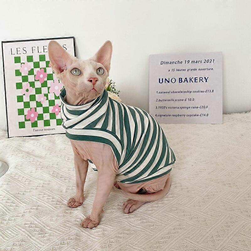 Spring Autumn Winter Sphynx Cat Clothes Thicken Kittens Jumpsuit For Sphinx Cats Striped Hoodies Warm Costume DevonRex Shirt
