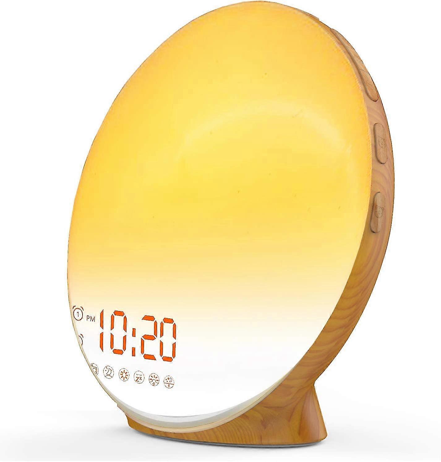 2025 منبه إلكتروني LED جديد مع محاكاة شروق الشمس ، مساعد النوم ، راديو FM ، 7 ألوان ، 7 أصوات طبيعية