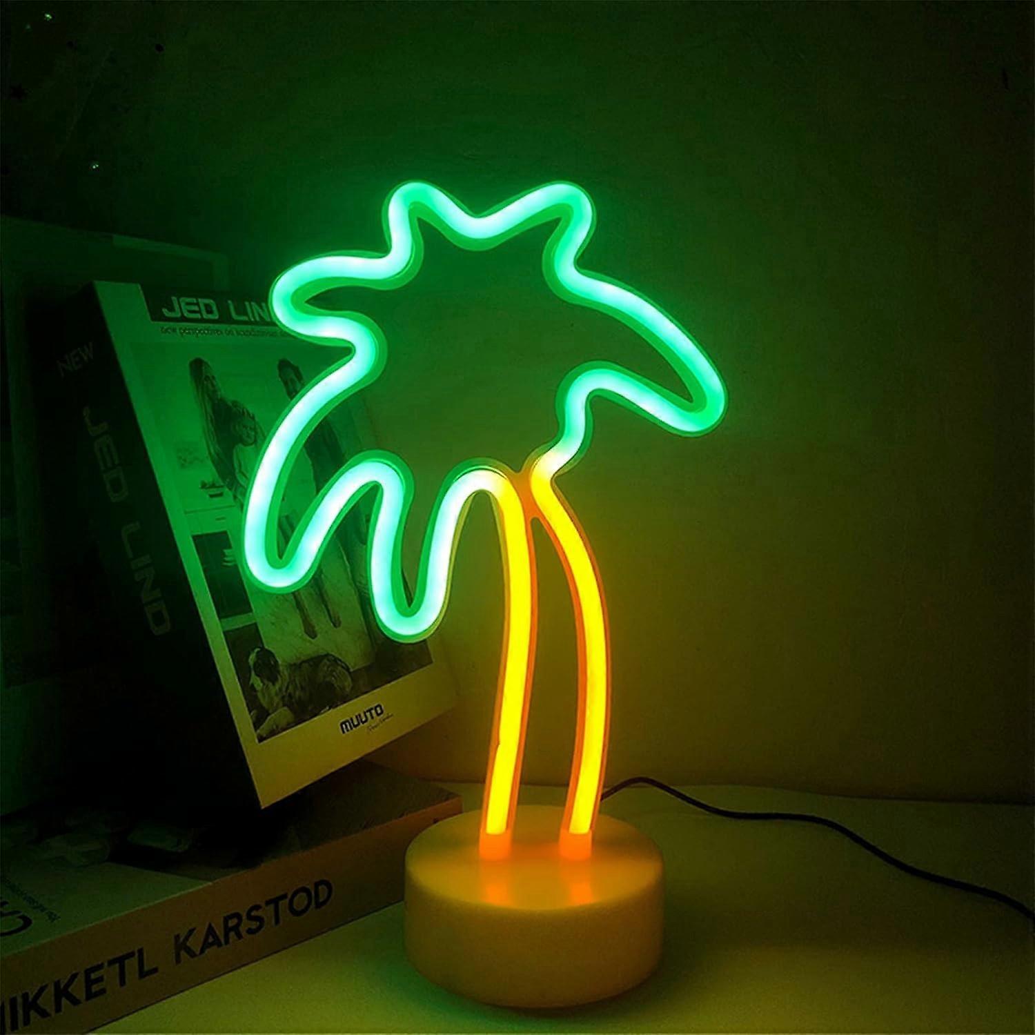 Coconut Palm Tree Night Light Neon Light with Stand Base LED Neon Sign Battery or USB Powered Palm N