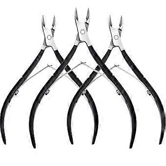 3 pakkausta Cuticle Cutter Cuticle Nippers Terävä terä Cuticle Trimmeri Ruostumaton teräs Kynsileikkurit Manikyyrityökalu kynsille Ei kynsinauhoja (bl