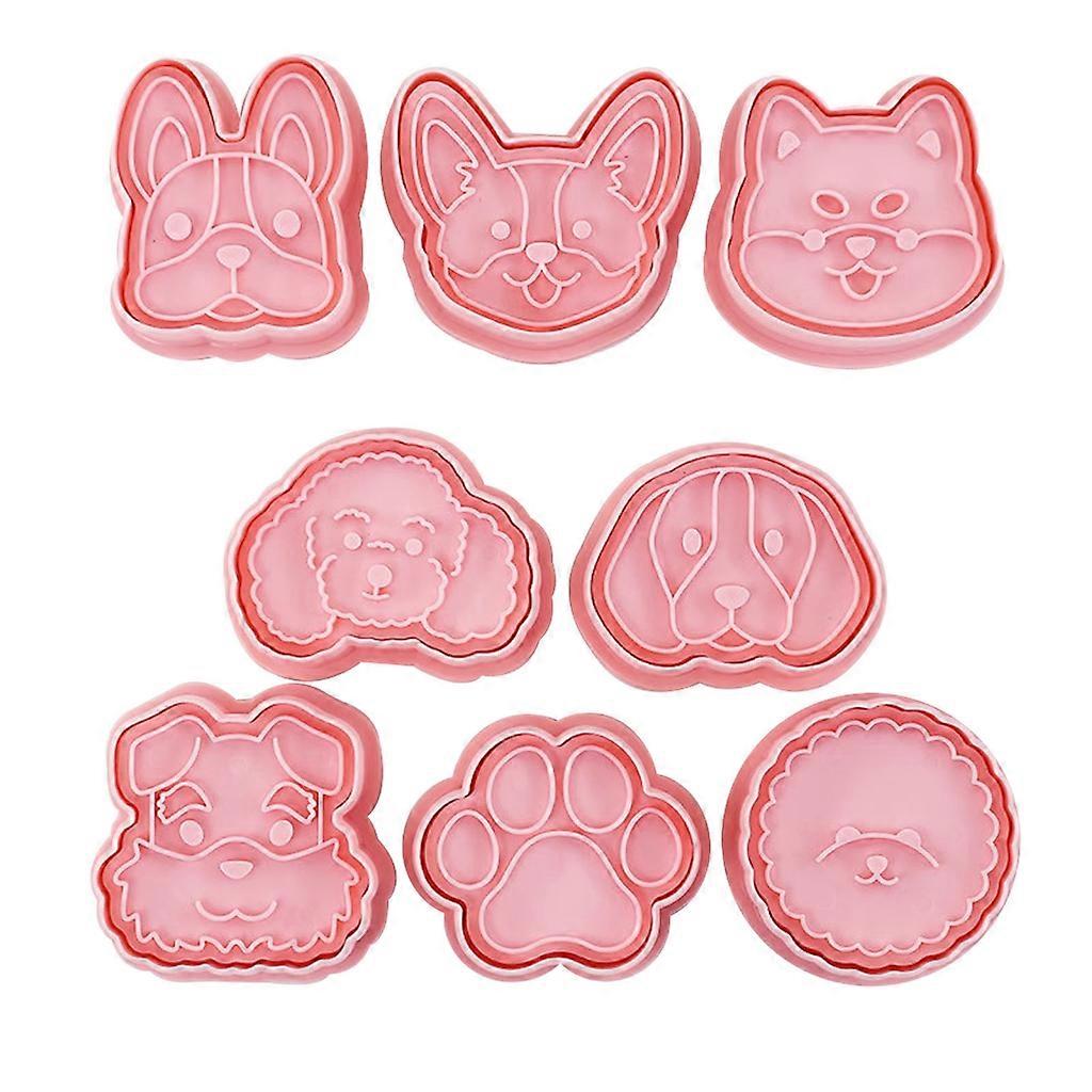 8Pcs Plastic Biscuits Mold Dogs Head Cookie Cutters Kitchen Pastry Bakeware