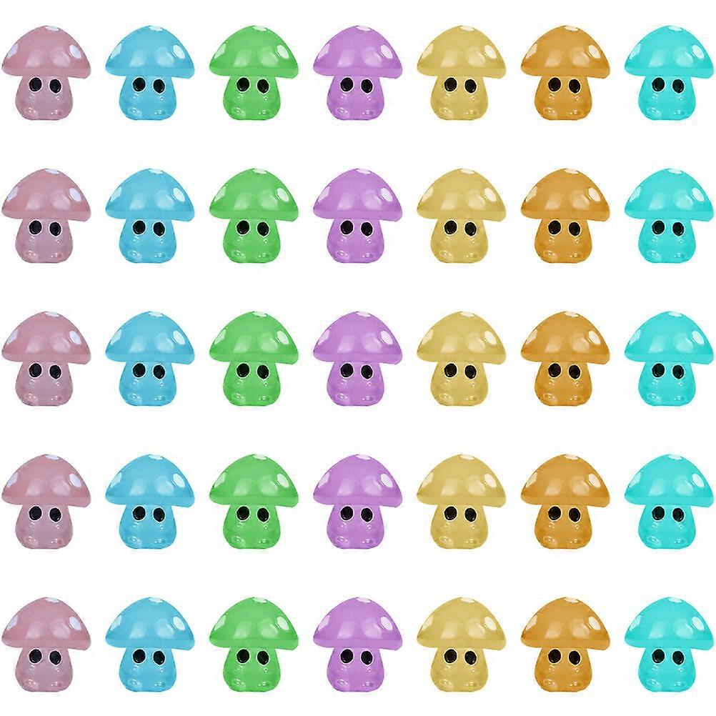 35pcs Mini Glow in the Dark Mushroom Ornaments Miniature Figurines Simulation Miniature Mushroom Decorations
