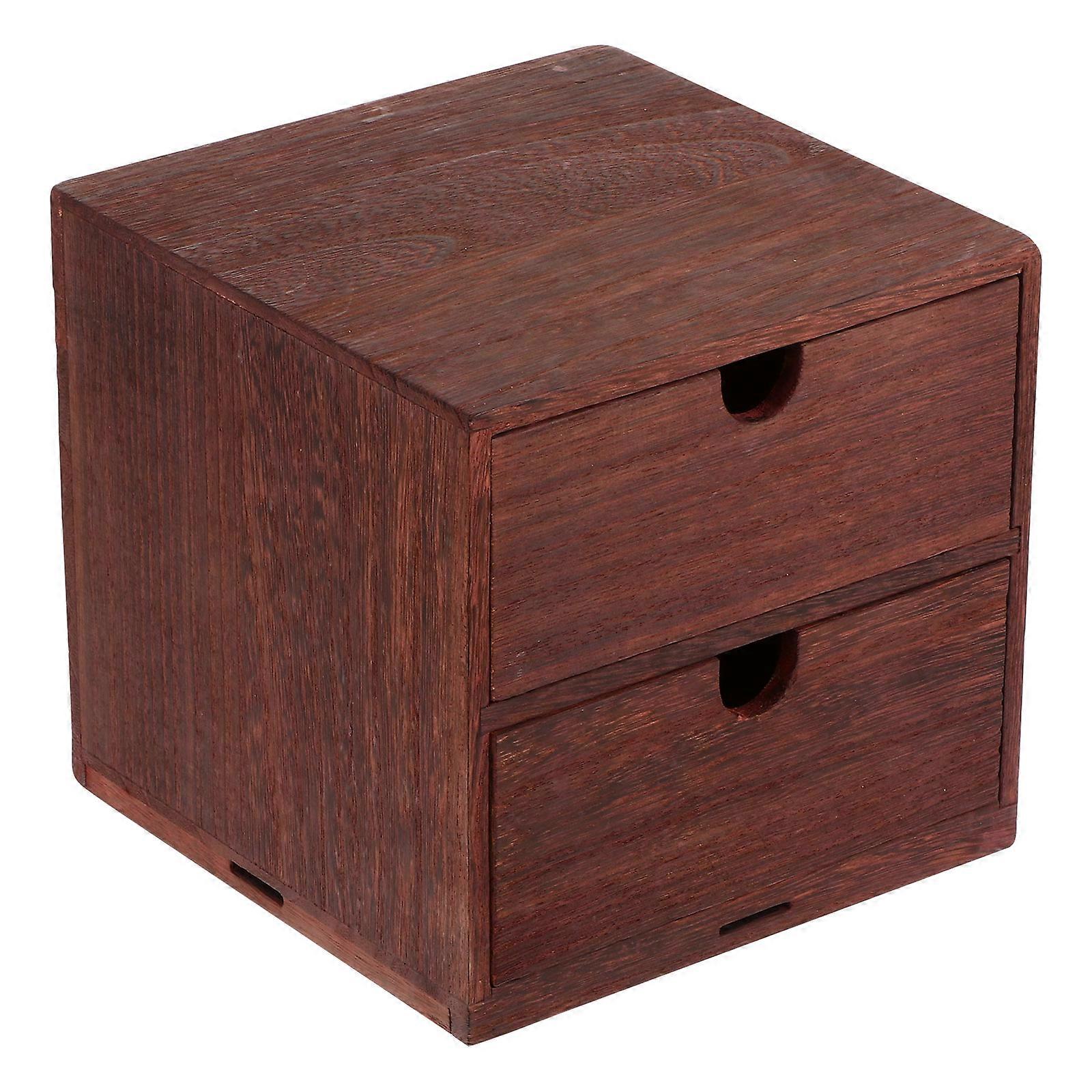 1pc Desktop Storage Box Vintage Drawer Box Wooden Storage Organizer (Four-layer)