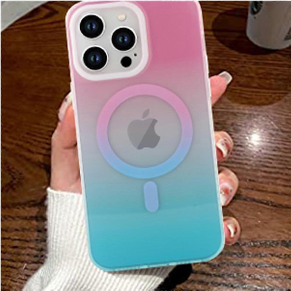 for iPhone 14 Pro Max Case Compatible with MagSafe Cute Gradient Color Case for Women Girls Magnetic Glitter Case Soft TPU and PC Shockproof Back Slim