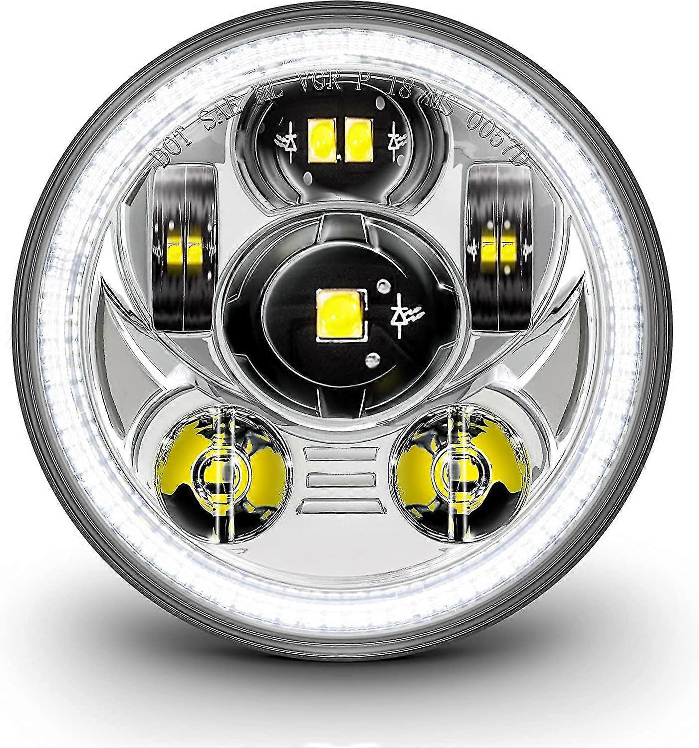 5.75 -5 3/4 Harley Led Headlight Compatible Harley Davidson Black-finish Halo Drl Dot Compliant Round Led Motorcycle Headlight Compatible Dyna Stre
