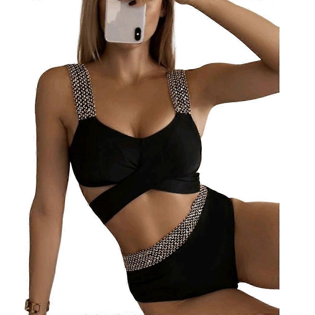 Lady Ventre-control Maillot de bain Femmes Maillot de bain patchwork torsadé Deux Pièces Bikinis