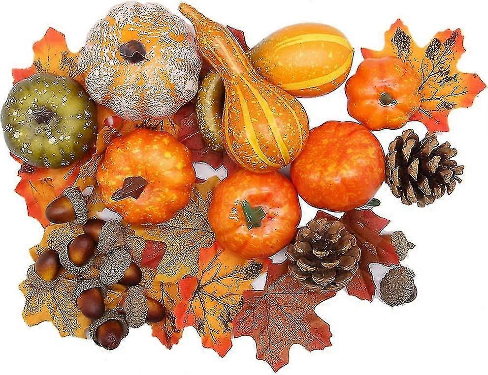 Thanksgiving Artificial Pumpkins Home Decoration Set, Mixture Of 50 Artificial Harves