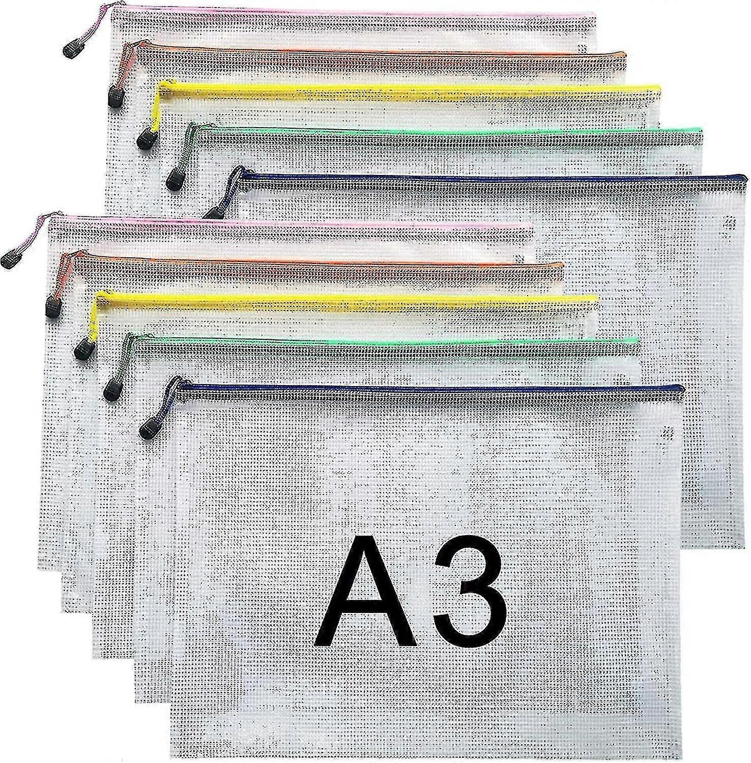 A3 Document Folder File Zipper Bags Plastic Wallets Folder (a3-10pcs)